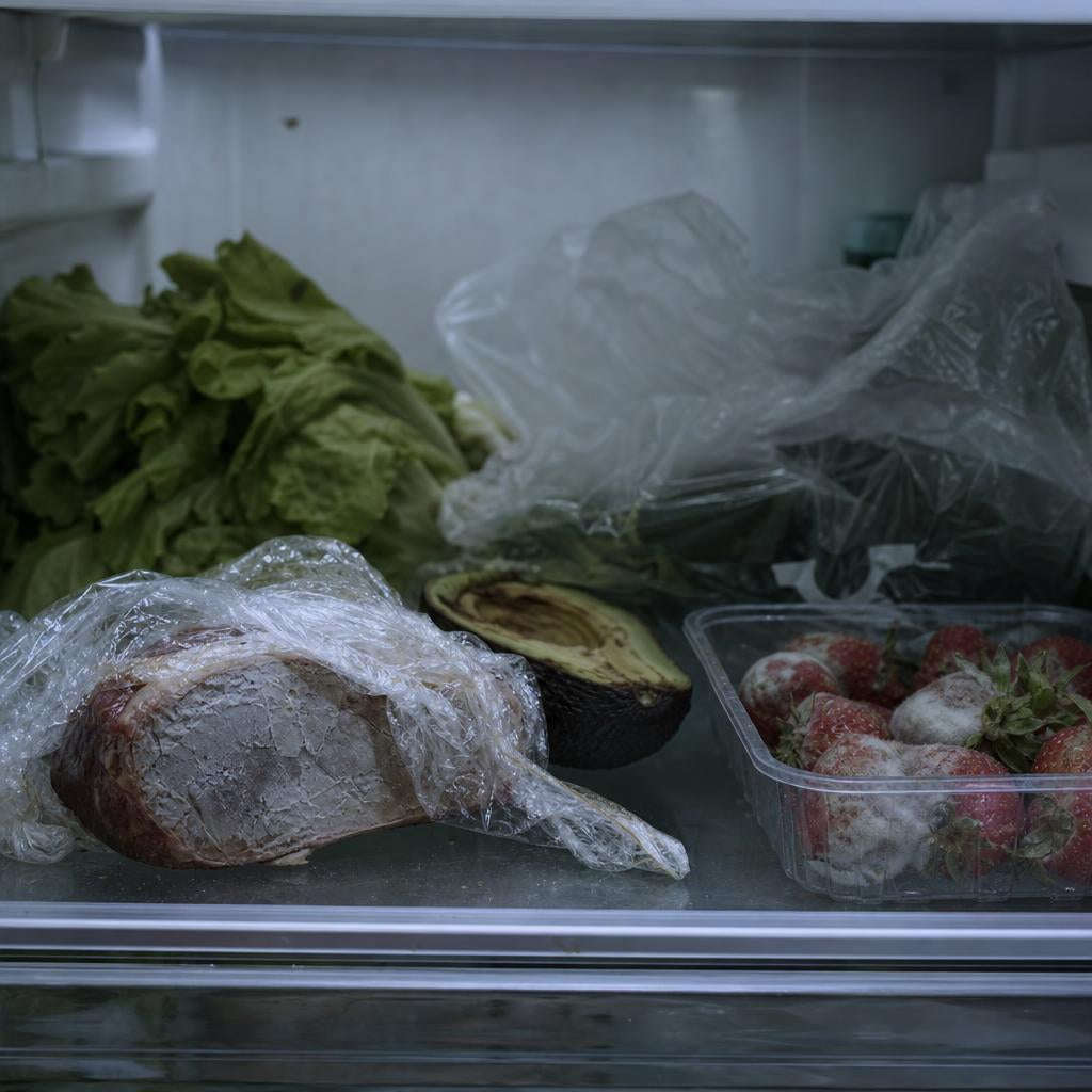 Nevera con comida estropeada
